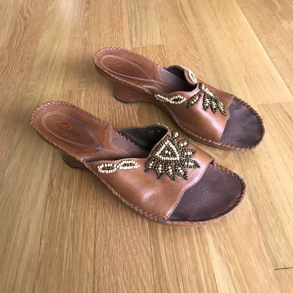 Clarks boho leather heel sandals 8 - Picture 2 of 7